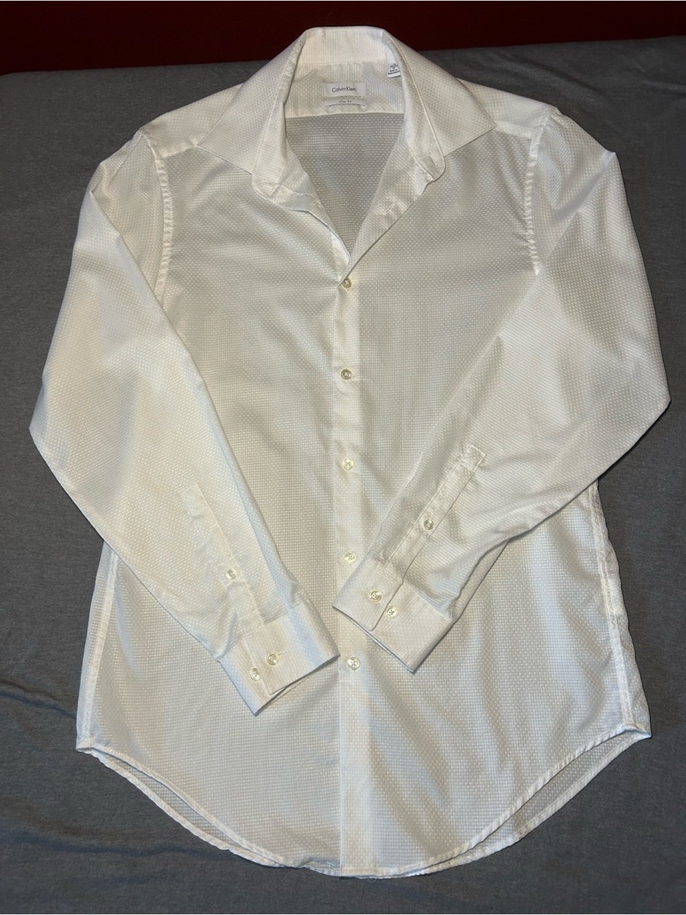 Calvin Klein Men's White Textured Button-Down Shirt